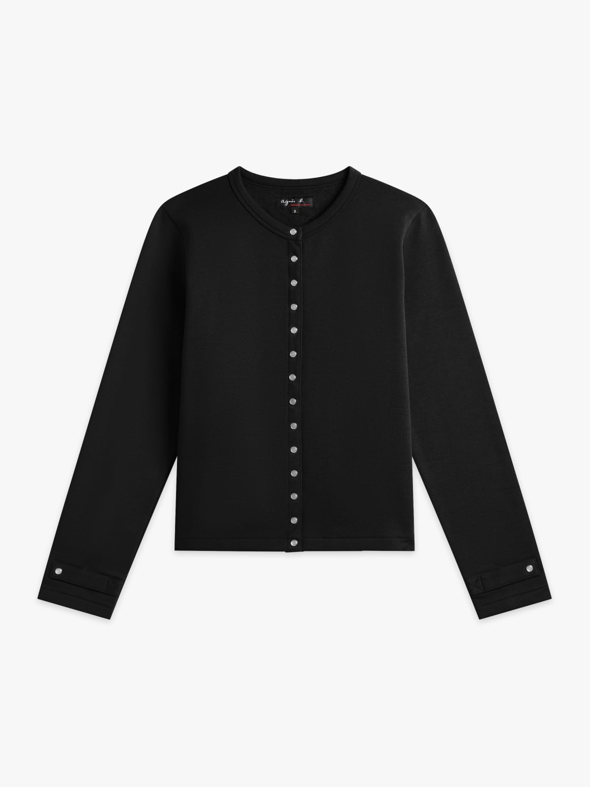 black cotton fleece snap Rosan cardigan