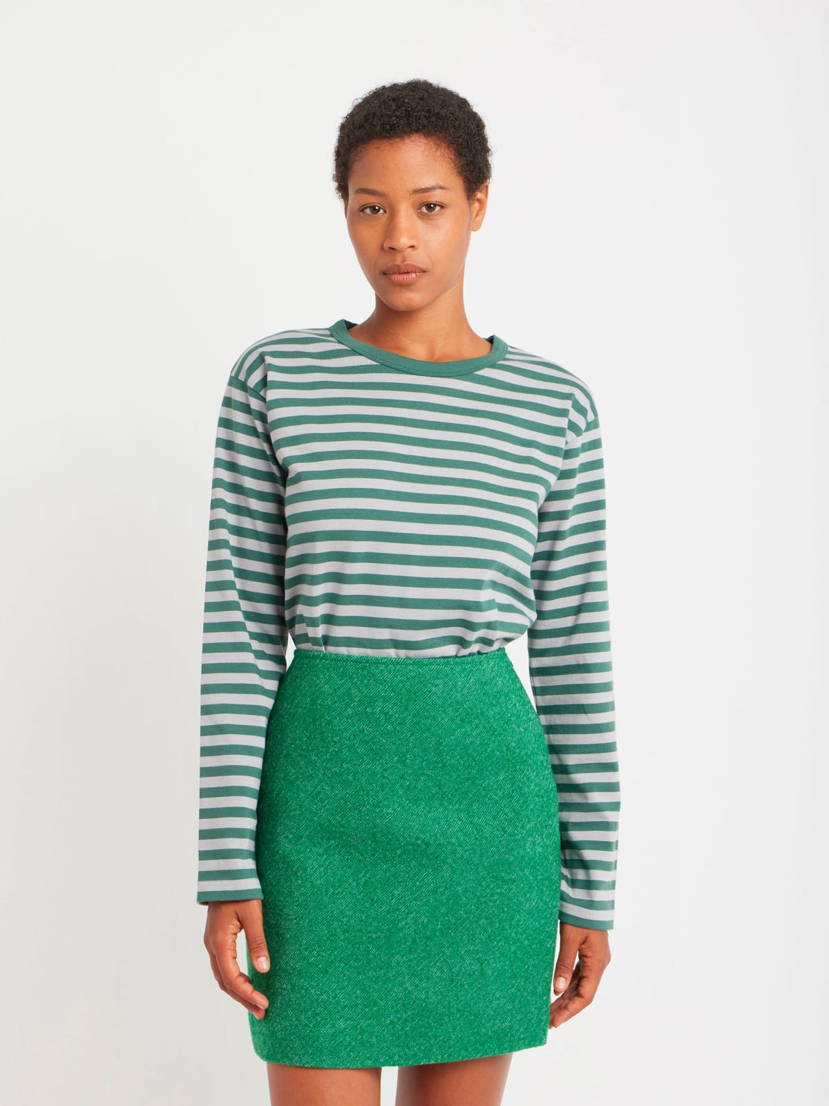 t-shirt Cool rayé vert et gris