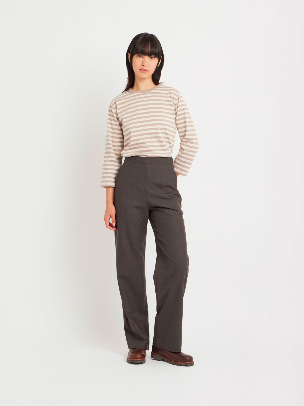 mottled brown worsted wool Neola trousers