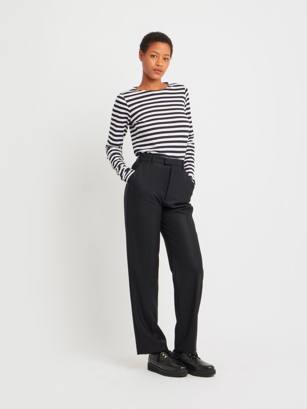 black wool gabardine Ameline pants