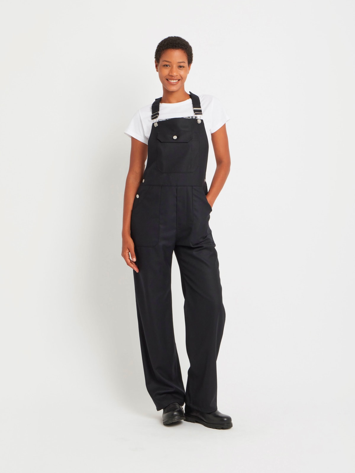 salopette Rue Dieu en gabardine de laine noir
