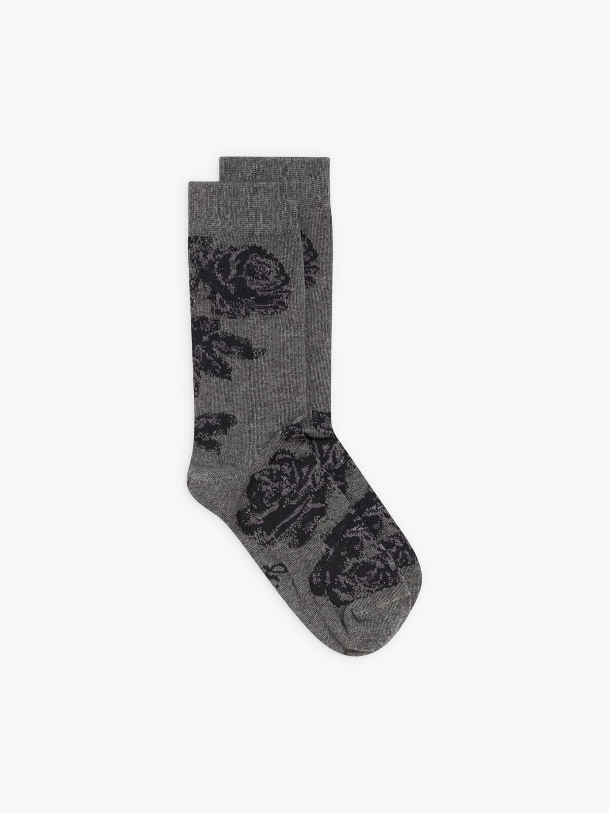 mottled grey Adams socks "roses" pattern