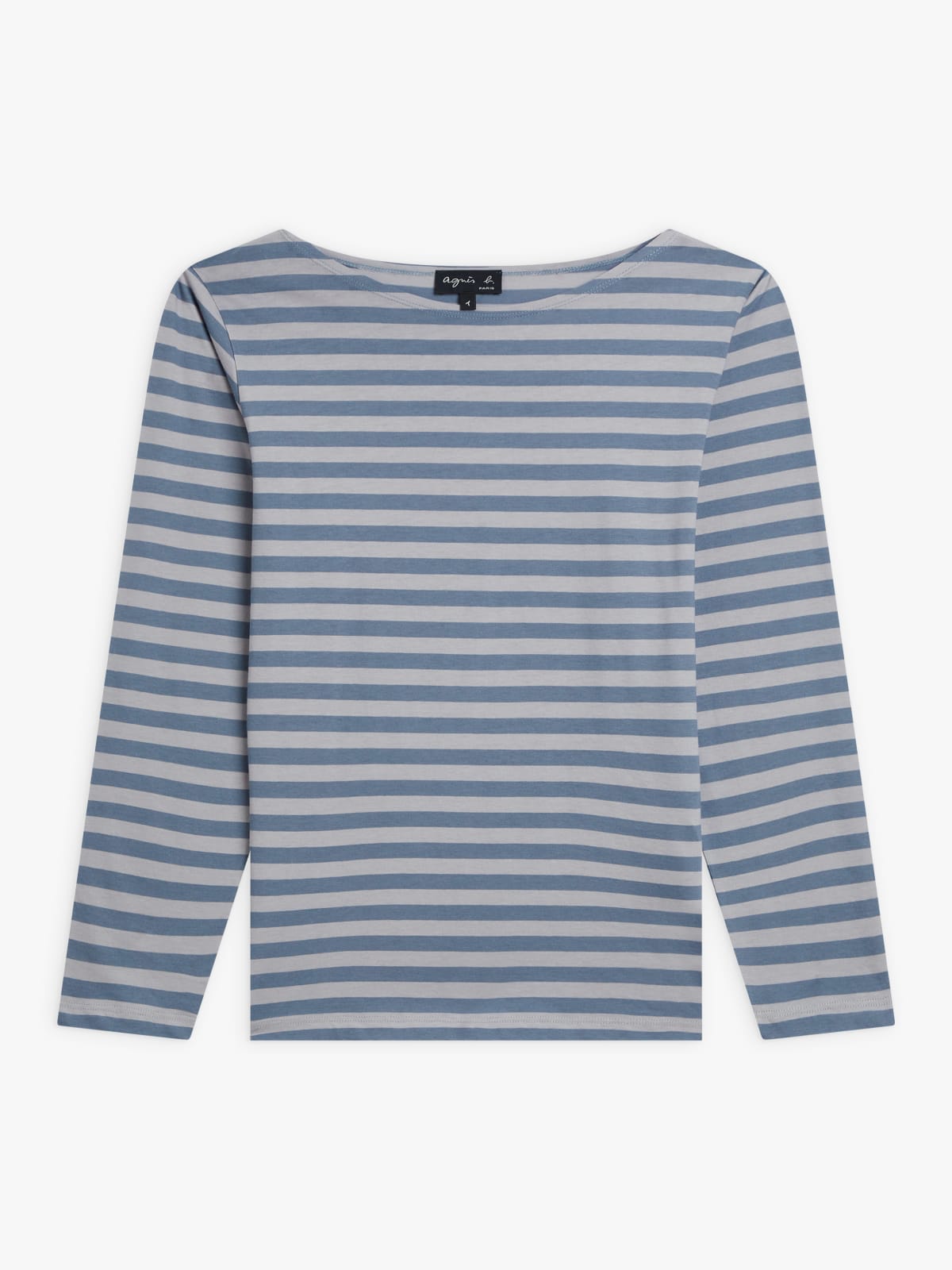 t-shirt New Bow en jersey de coton à rayures gris et bleu