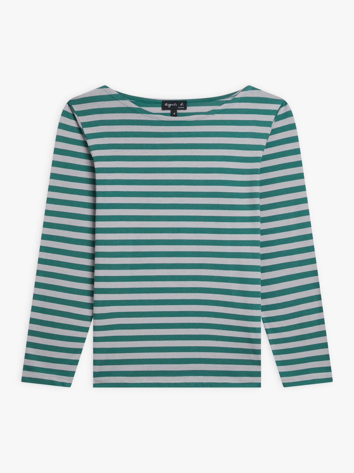 t-shirt New Bow en jersey de coton à rayures gris et vert