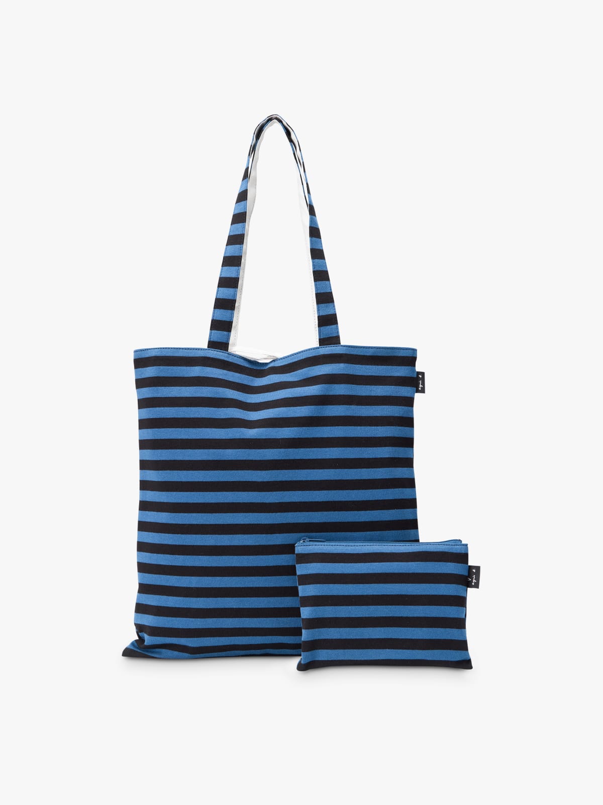 blue and black striped cotton bag