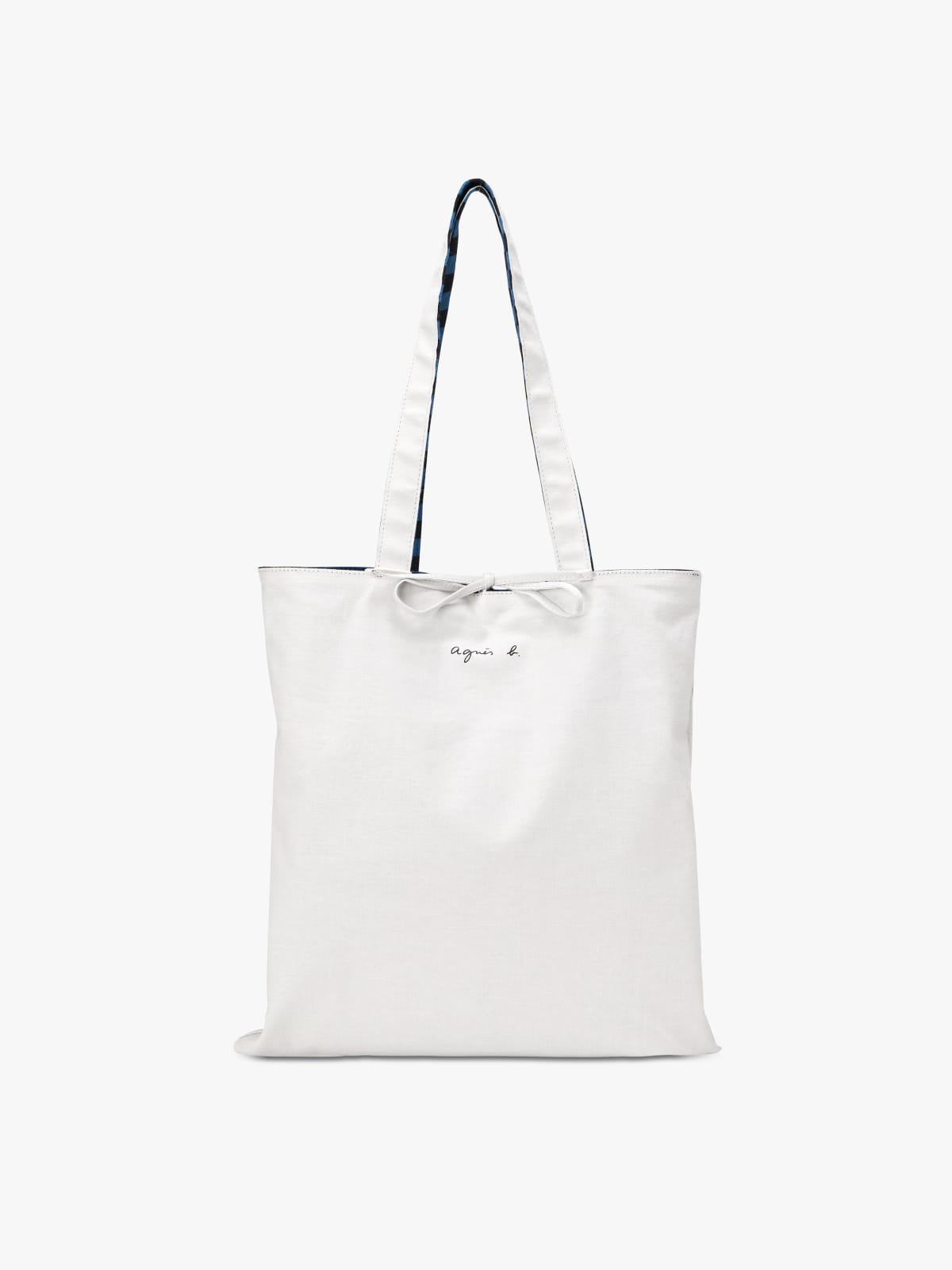 tote bag en coton réversible à rayures bleu et noir image number 6