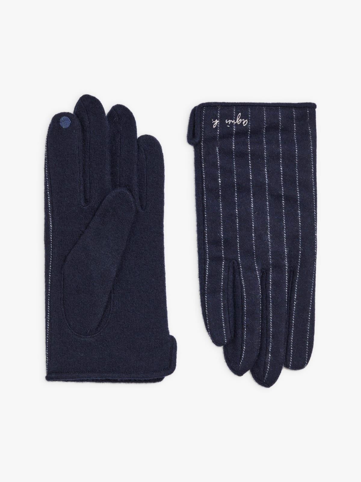 gants Rolland en laine à rayures bleu