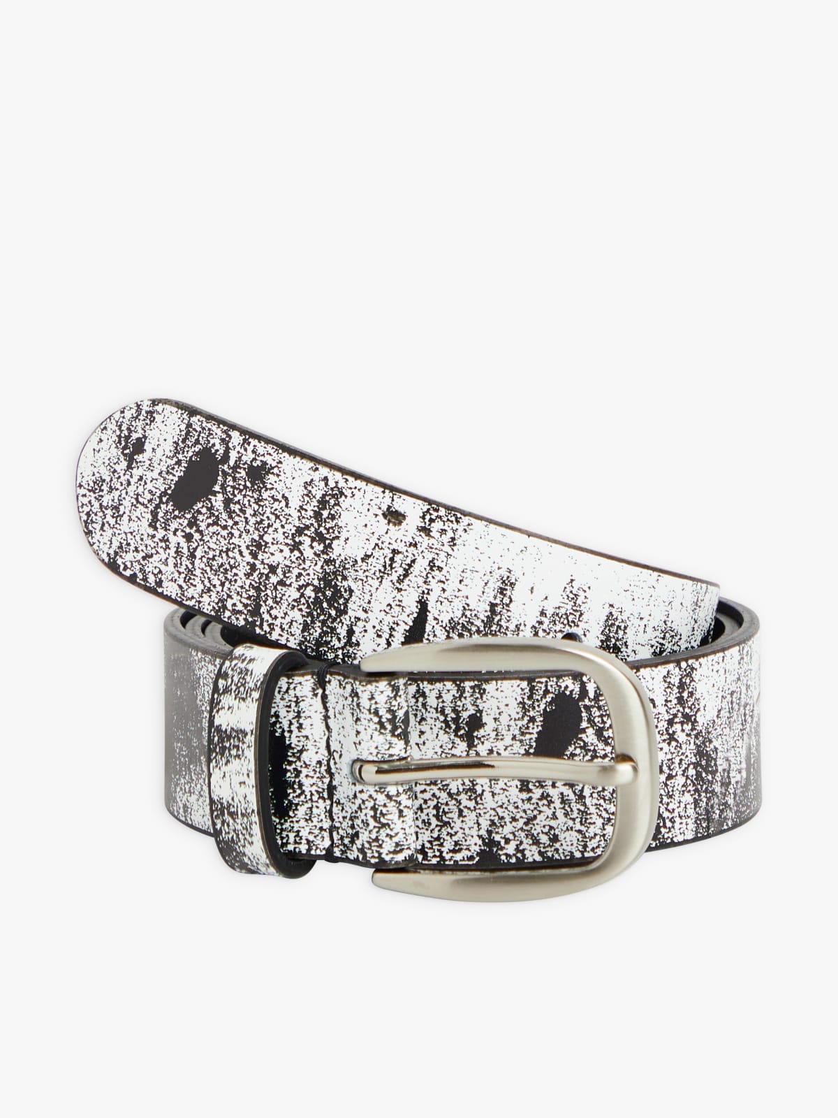 ceinture en cuir de vachette numérique noir et blanc