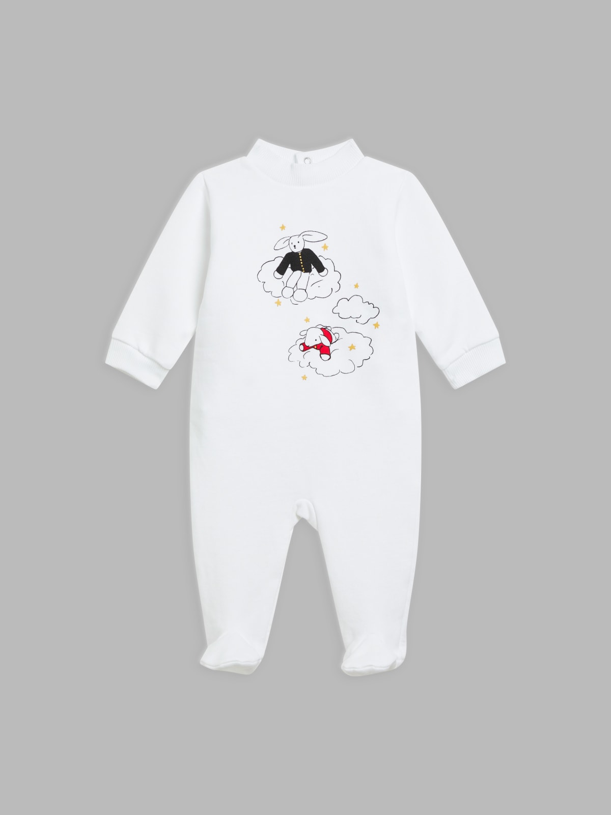 white cotton "Doudou nuages" screenprint Berthe romper