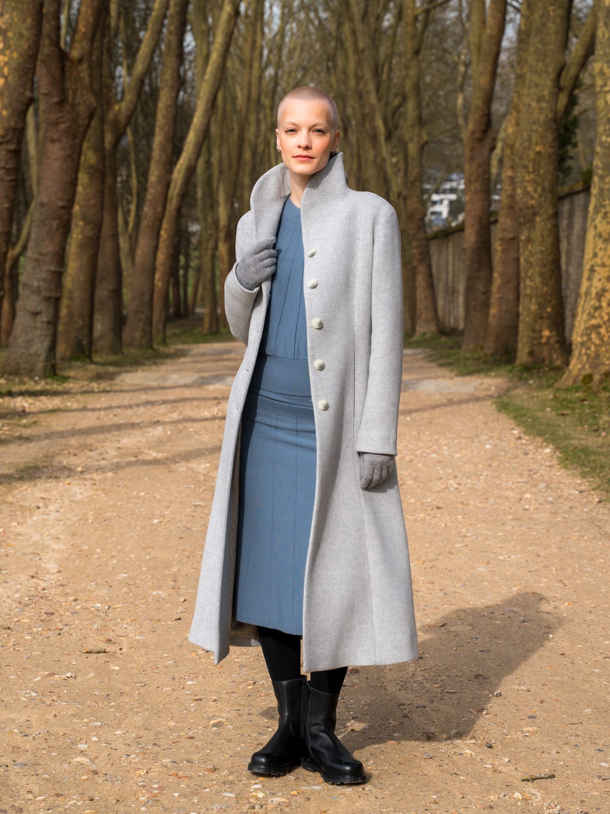 jupe en laine bleu-gris