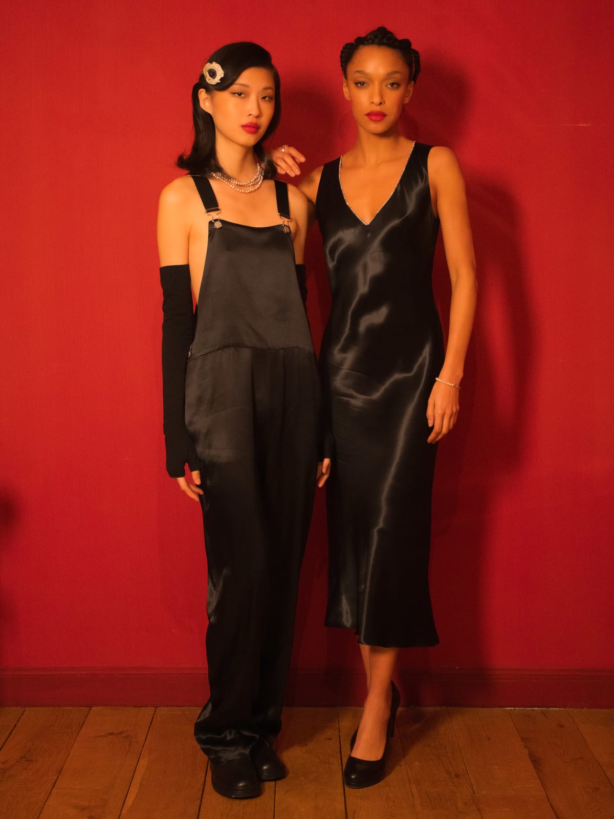 black viscose satin dress