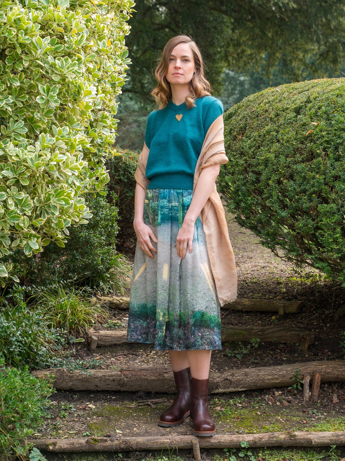 viscose digital print agnès b. photo Grand Hotel skirt