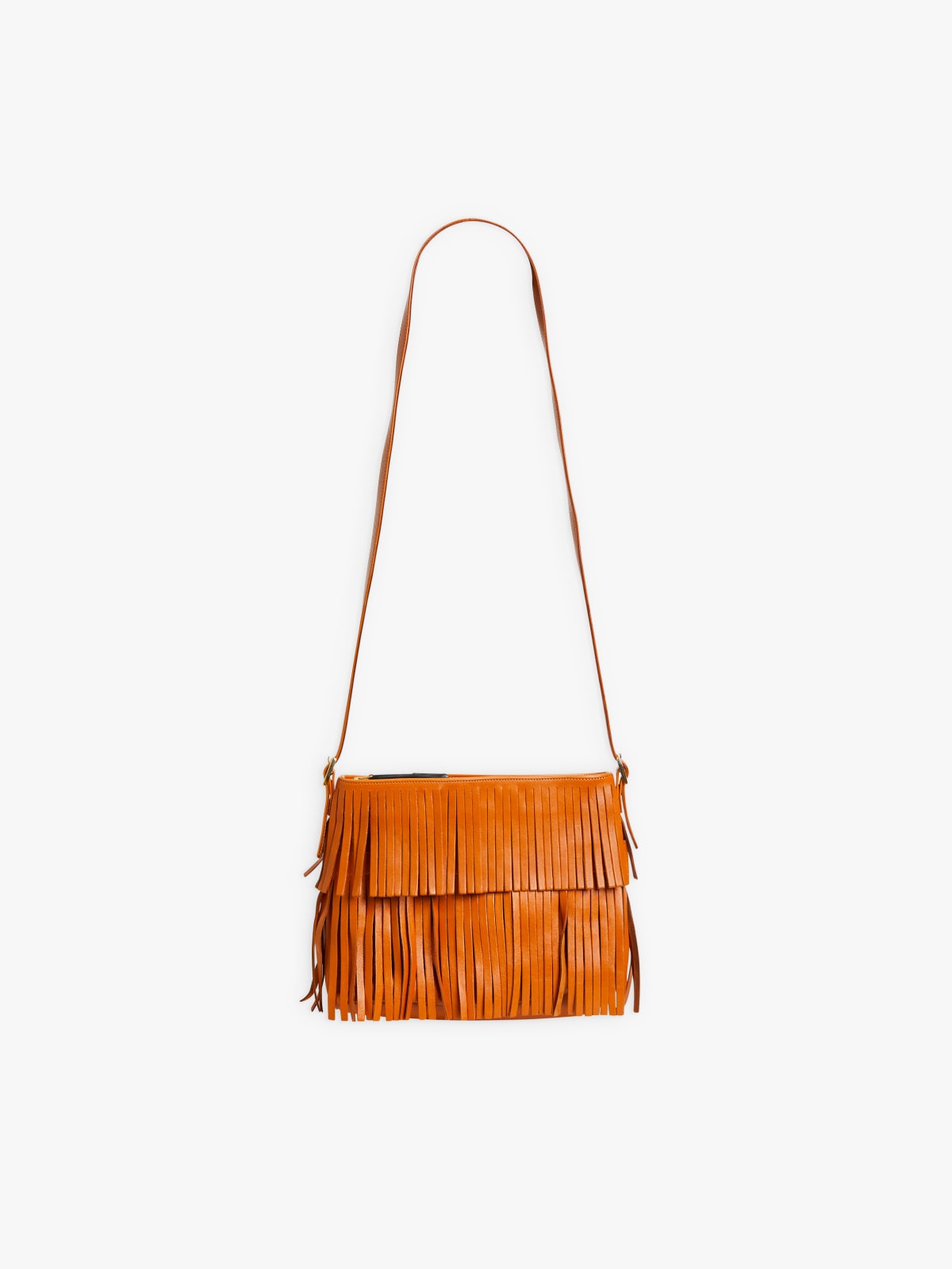 brown Carmen leather tote bag with fringes image number 0