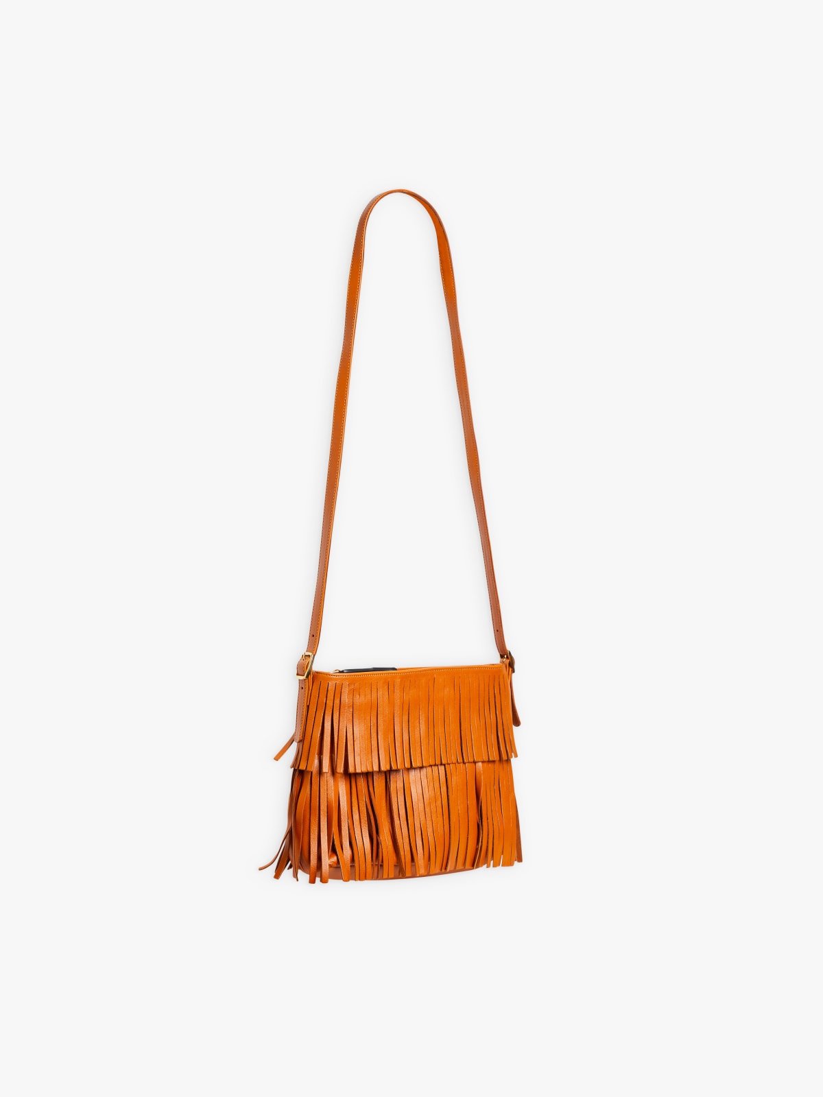 brown Carmen leather tote bag with fringes image number 1