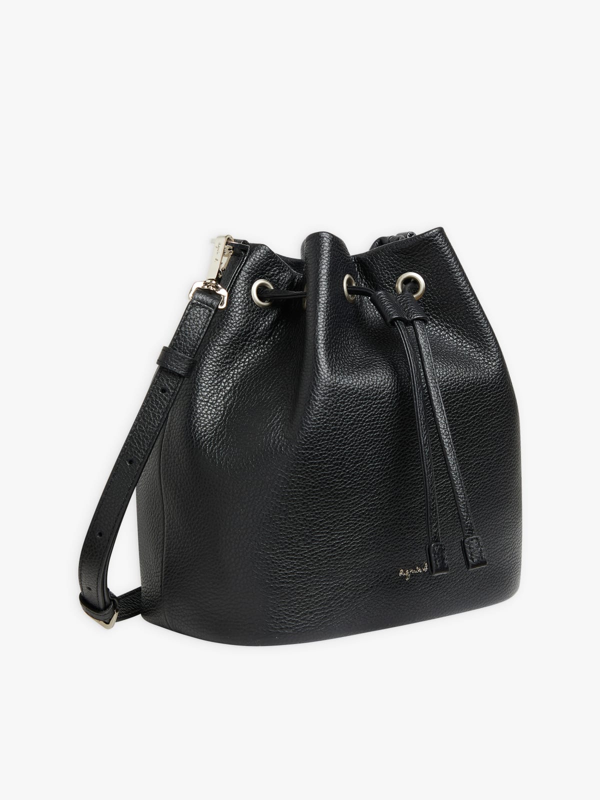 sac à cordon en cuir noir