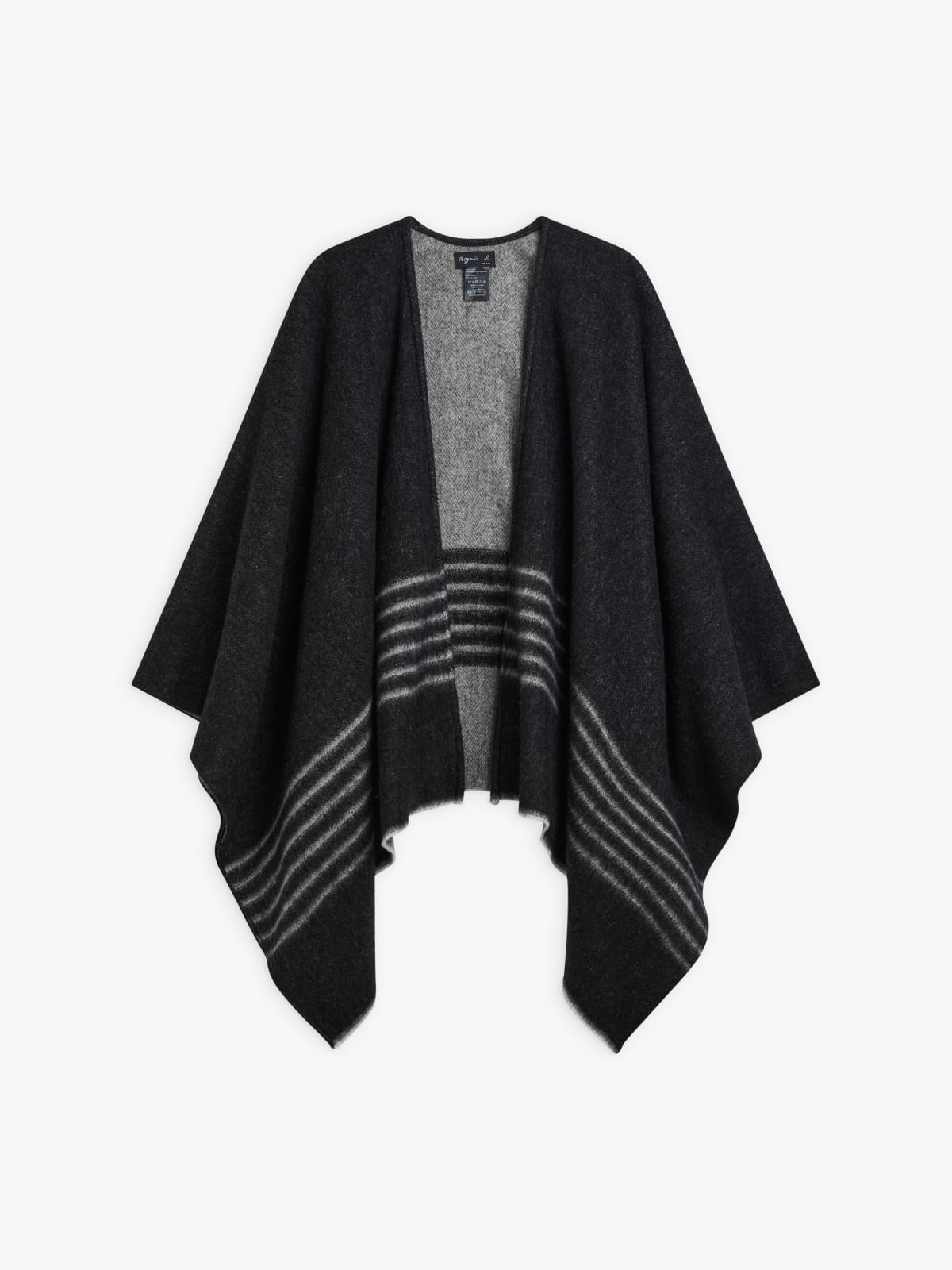 grey and black wool striped Noelia poncho