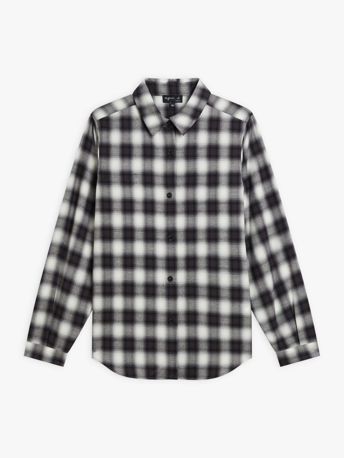 black and white cotton checked Diego shirt