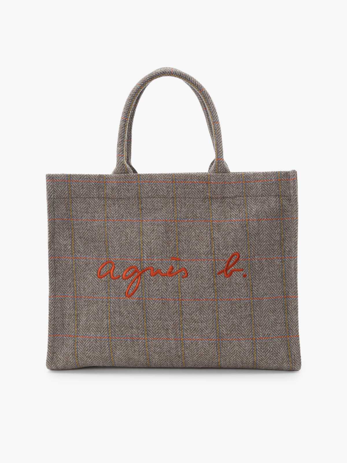 tote bag en laine à carreaux gris