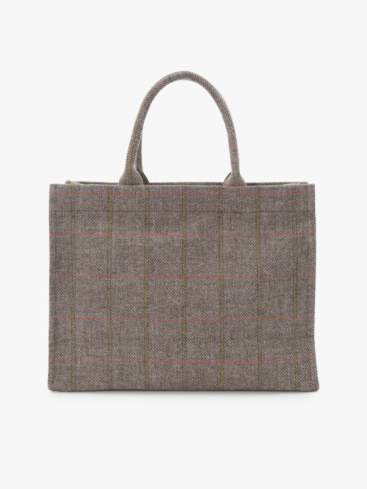 tote bag en laine à carreaux gris