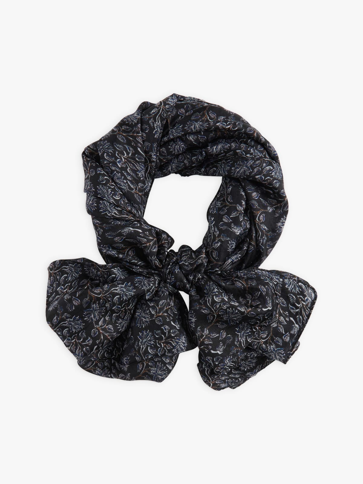 black silk floral motifs Marceau scarf