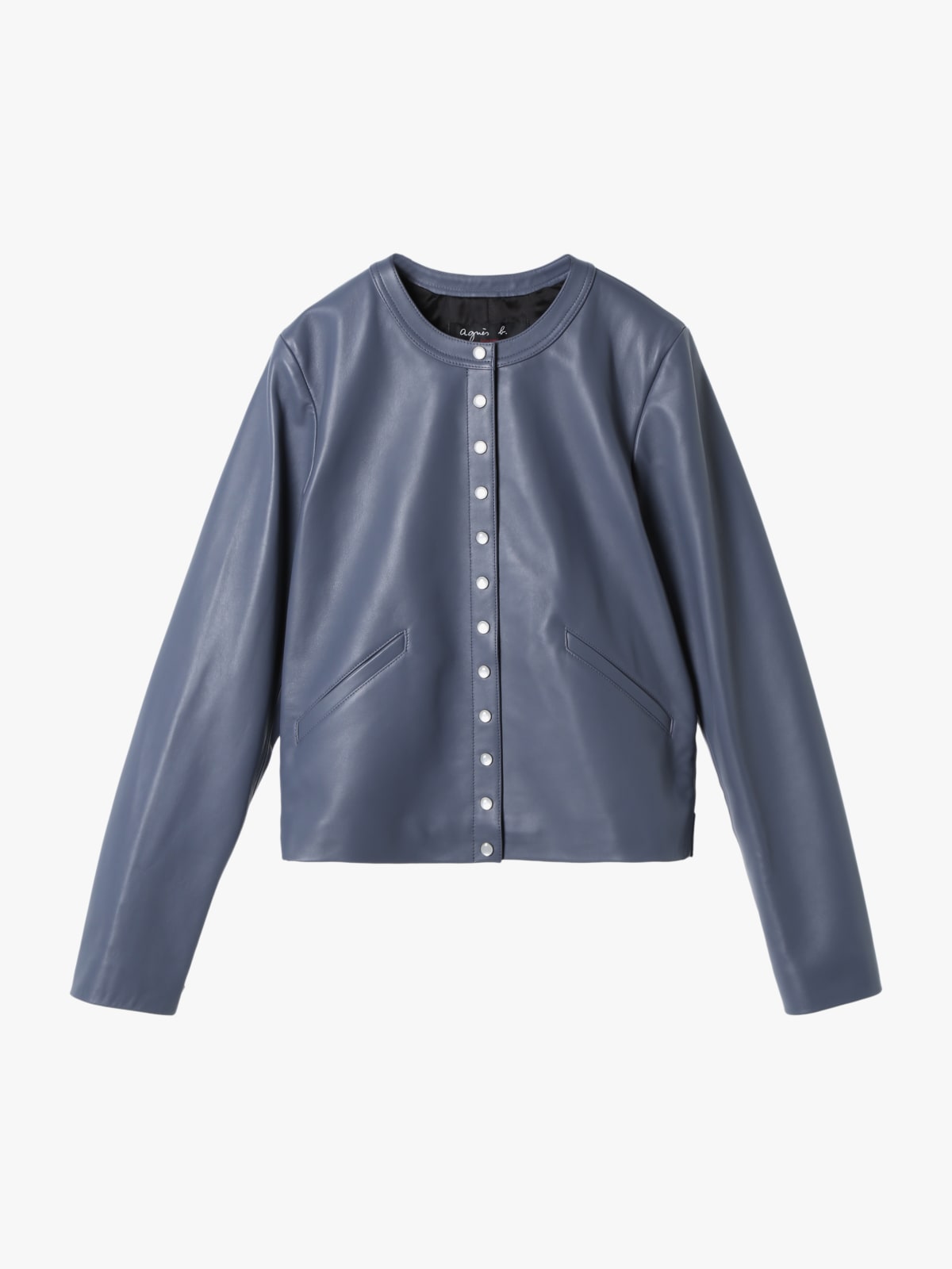 blue grey snap lambskin cardigan