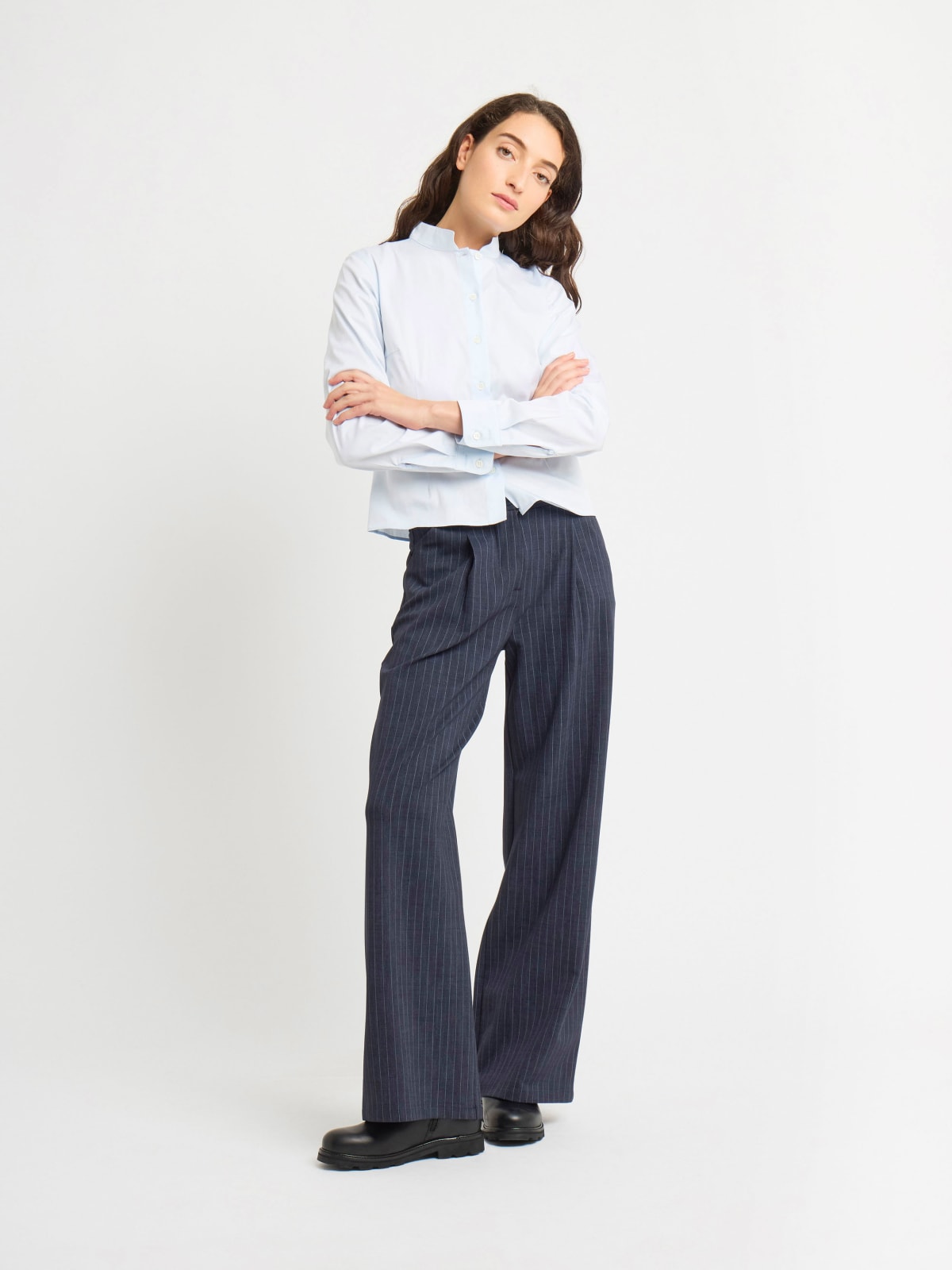 chemise en sergé de coton bleu
