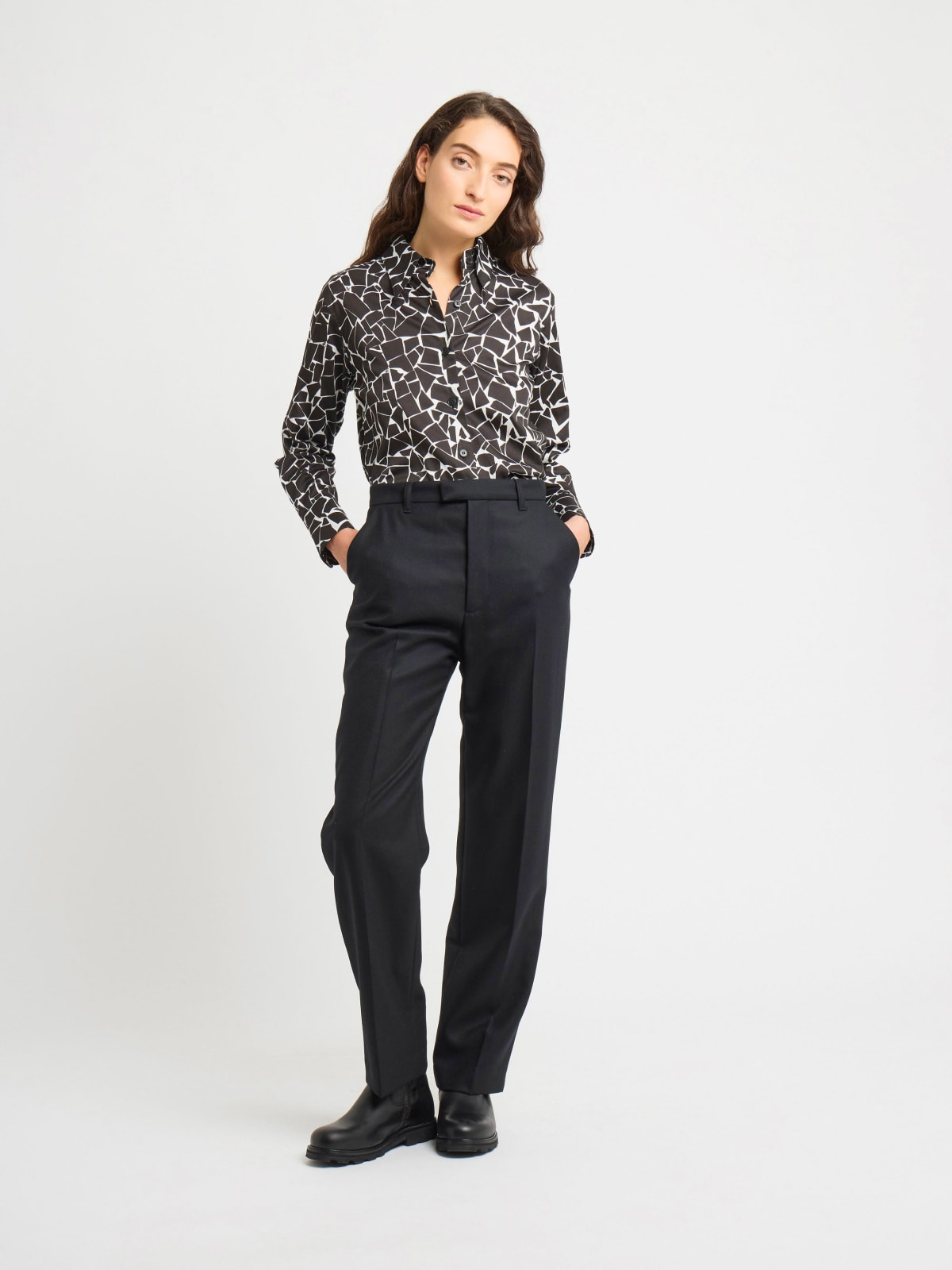 black cotton graphic tile motif Jimi shirt