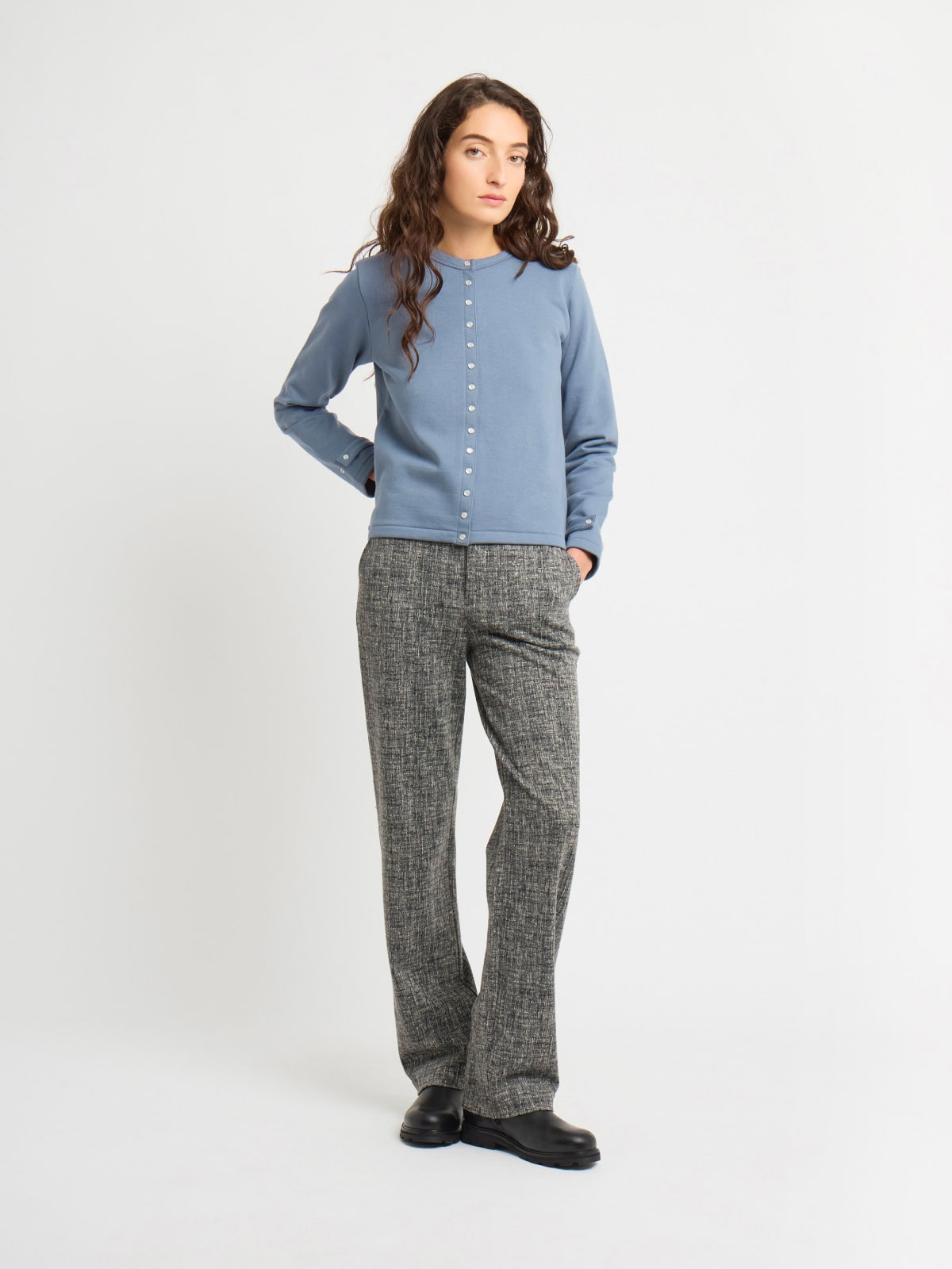 steel blue organic cotton Rosana cardigan