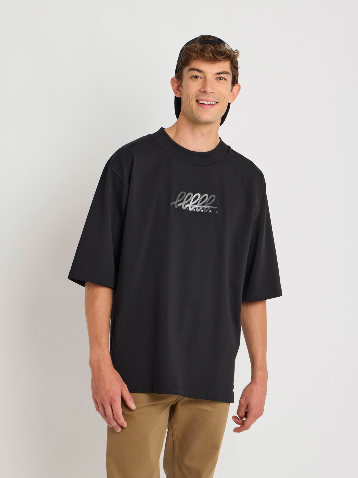 t-shirt Horace en coton broderie "b." noir