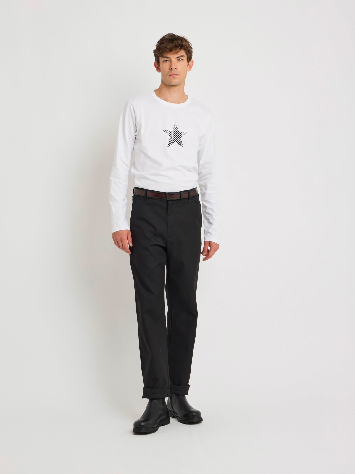 black cotton gabardine trousers