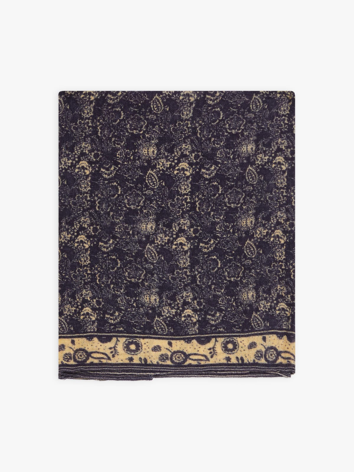 blue Wool floral motifs Issa scarf