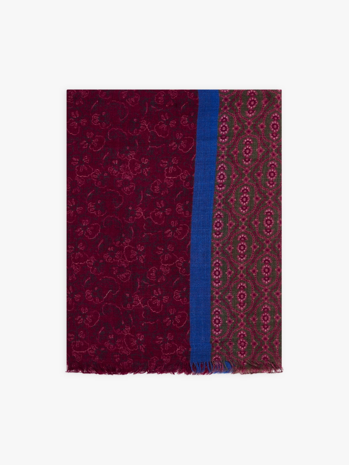 red wool with floral print Eglantine scarf