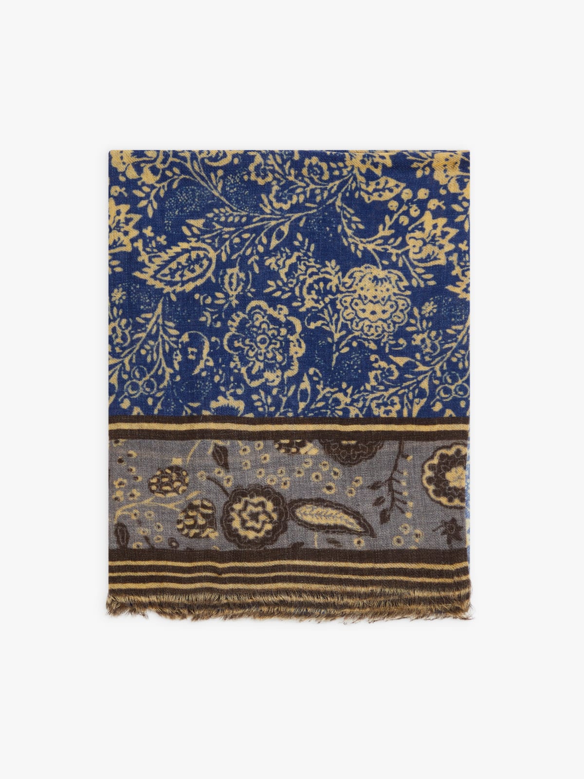 blue wool with floral print Indianna scarf
