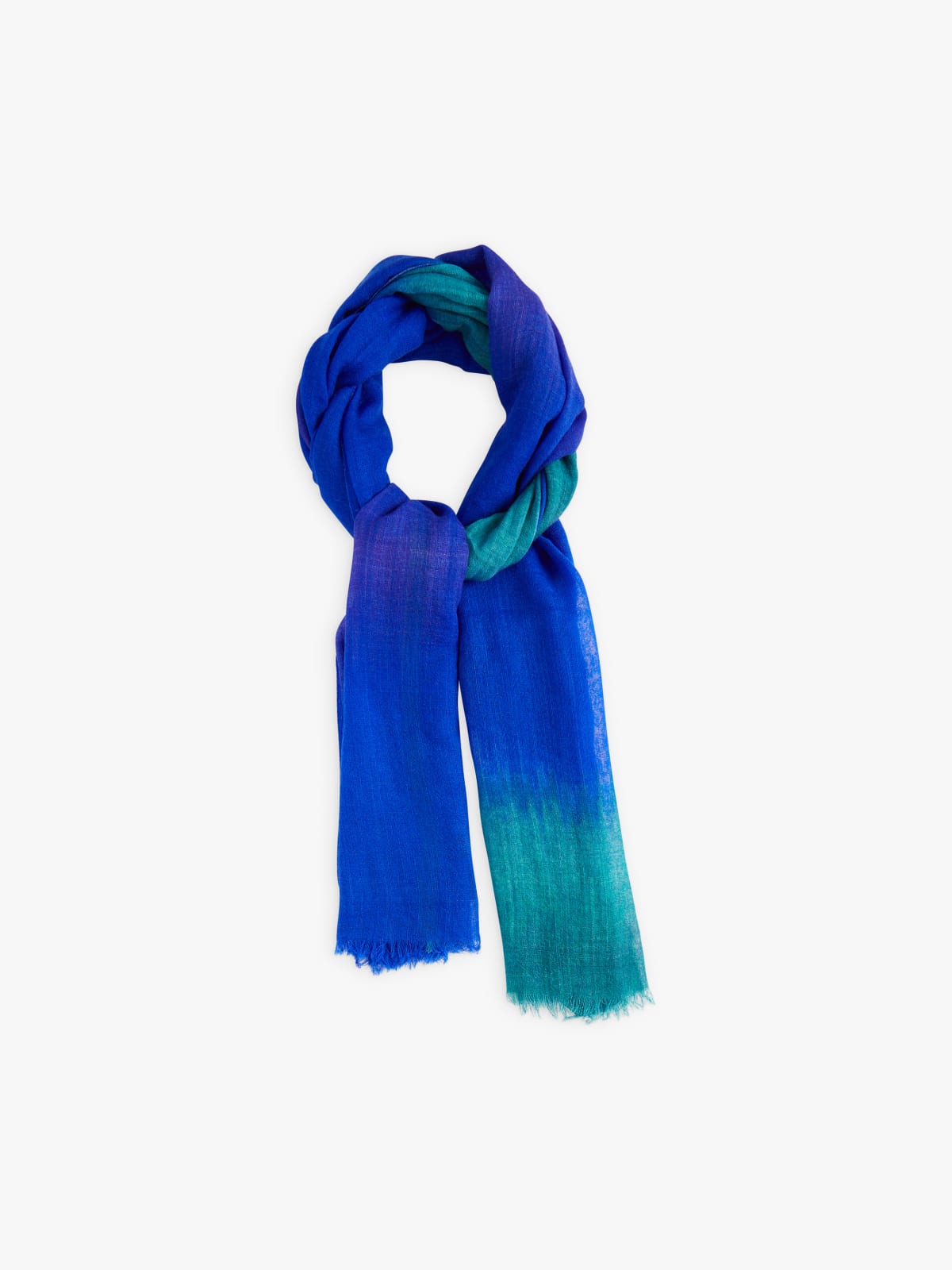 écharpe Selene en laine dégradé de bleu
