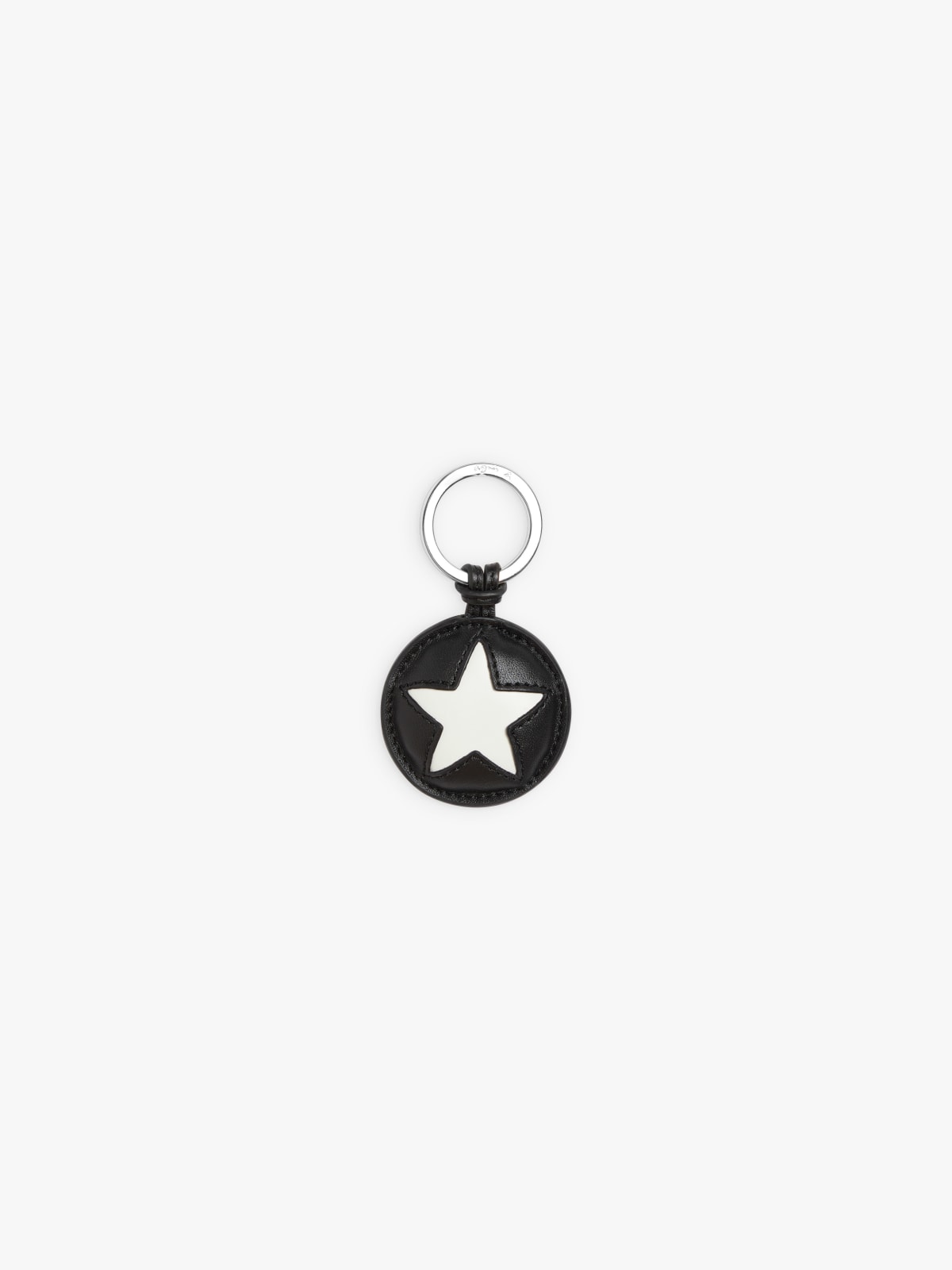 porte-clé Star en cuir de vachette noir