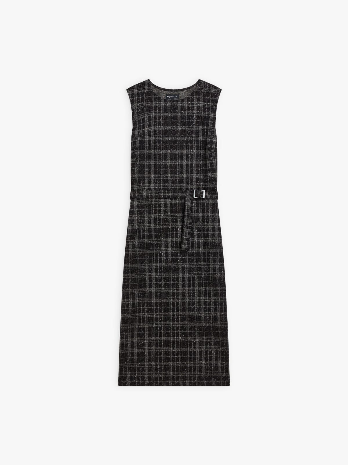 black cotton checked Fourreau dress