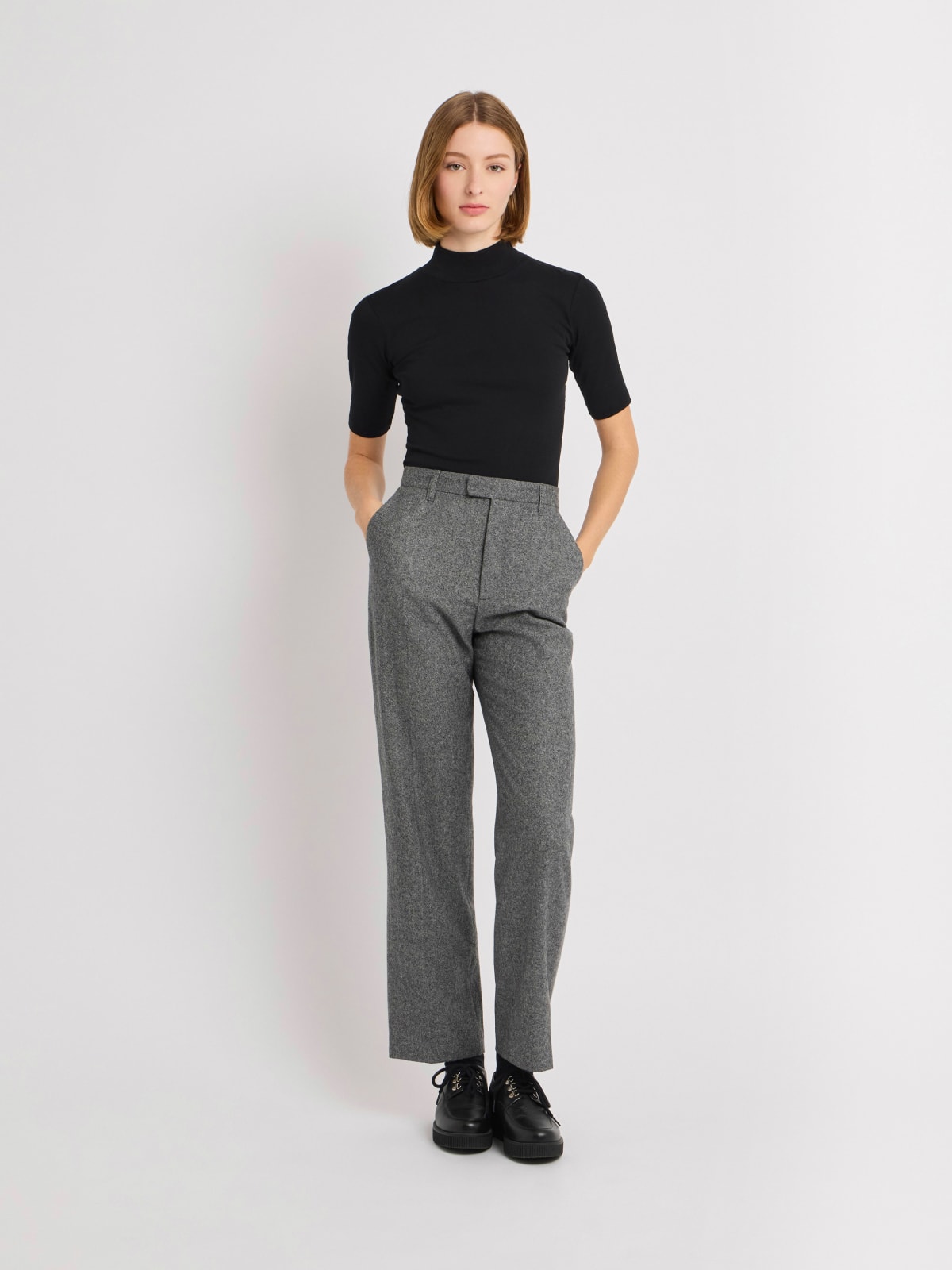 pantalon Ameline en tweed de laine gris