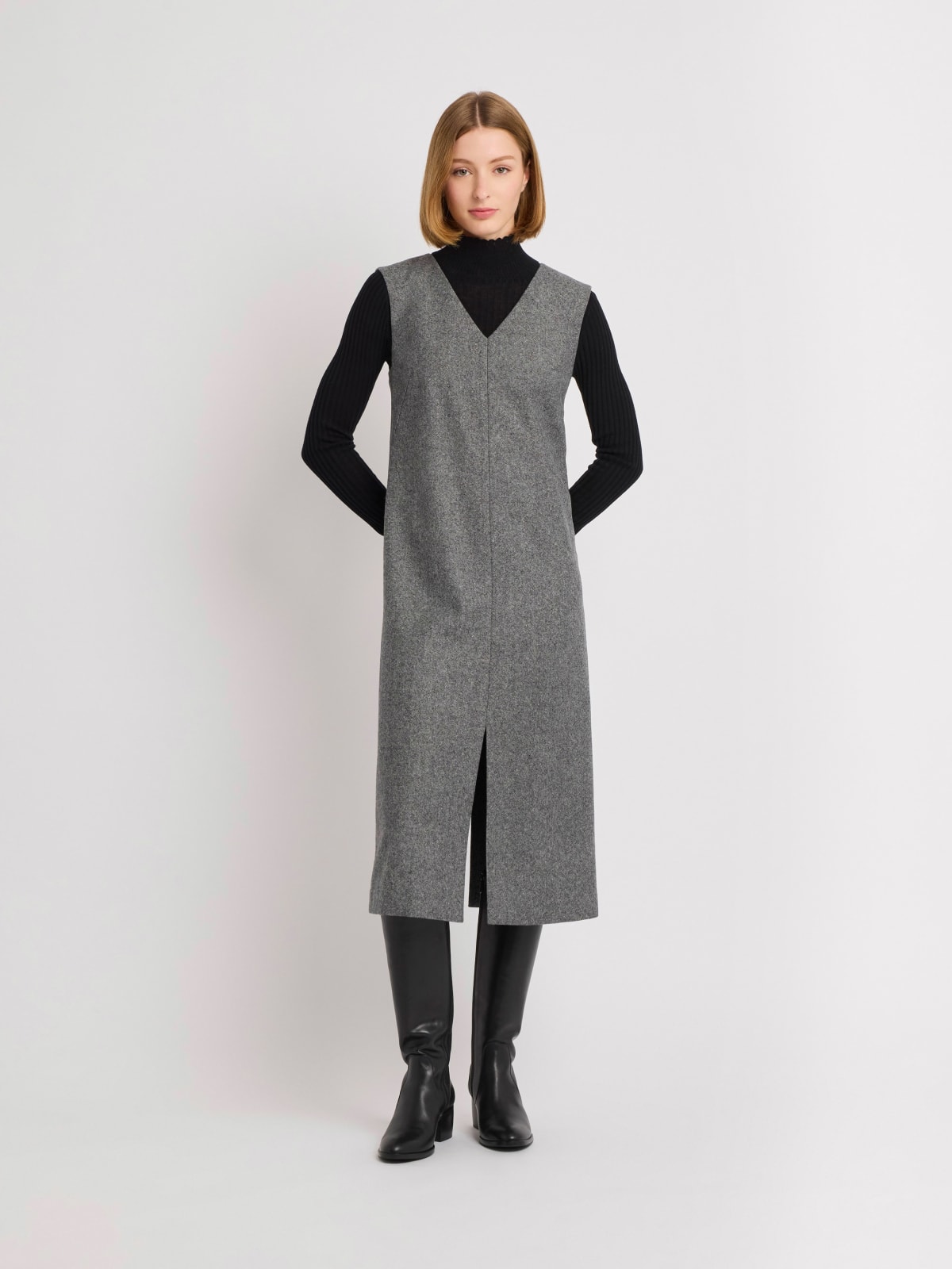 grey wool tweed Vika dress