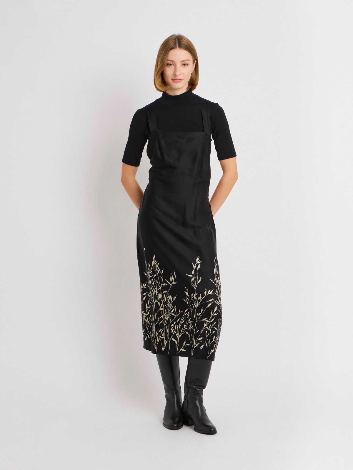 black viscose dress artist MA ZA SI