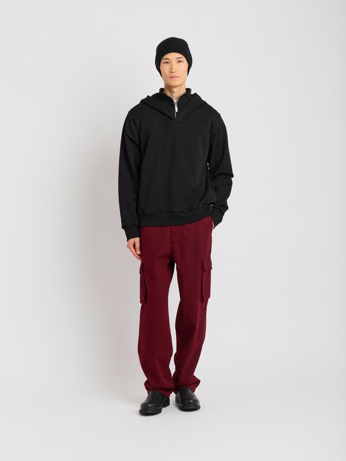 sweat Zip en molleton de coton noir