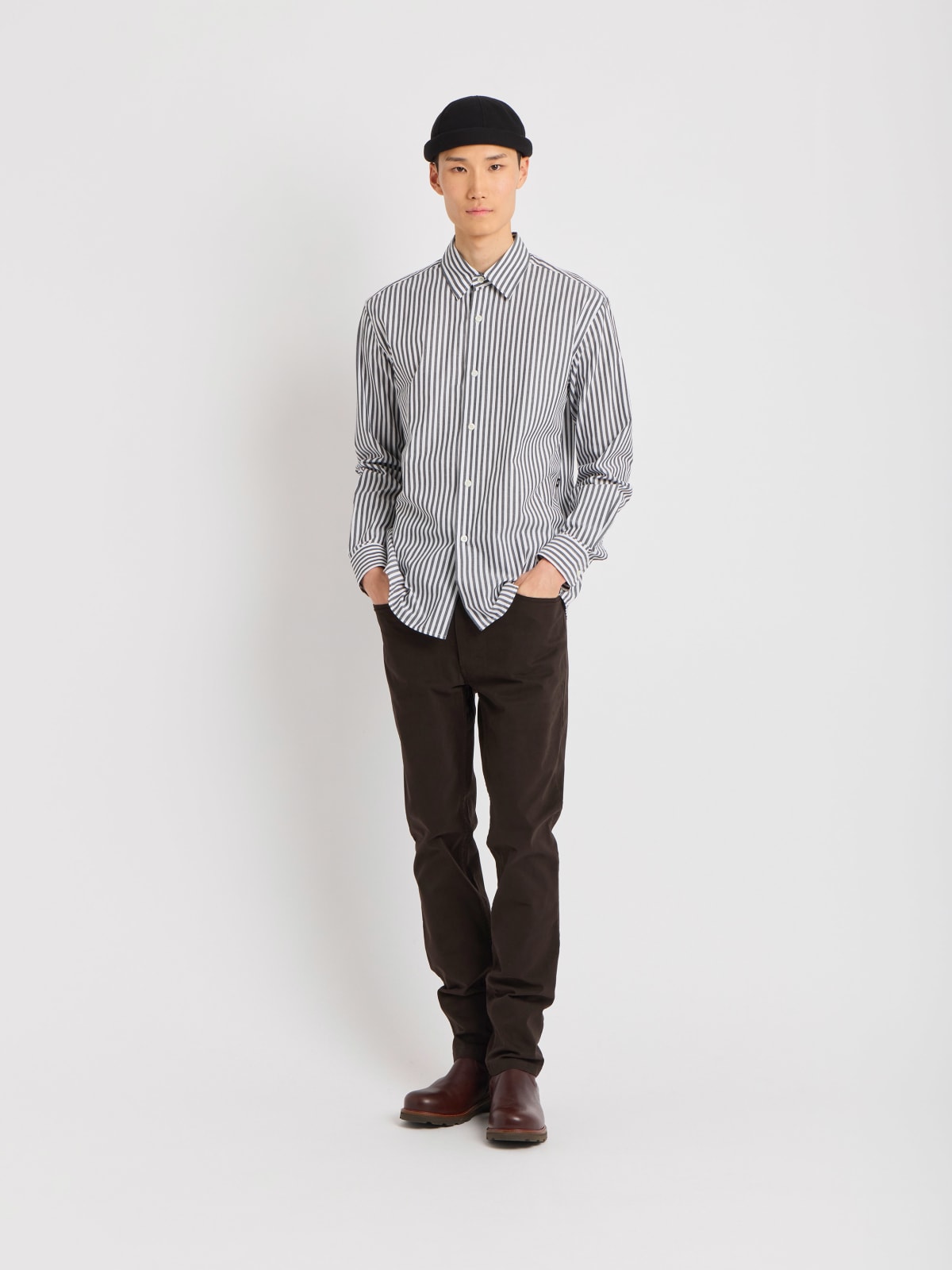 black cotton striped Andy shirt