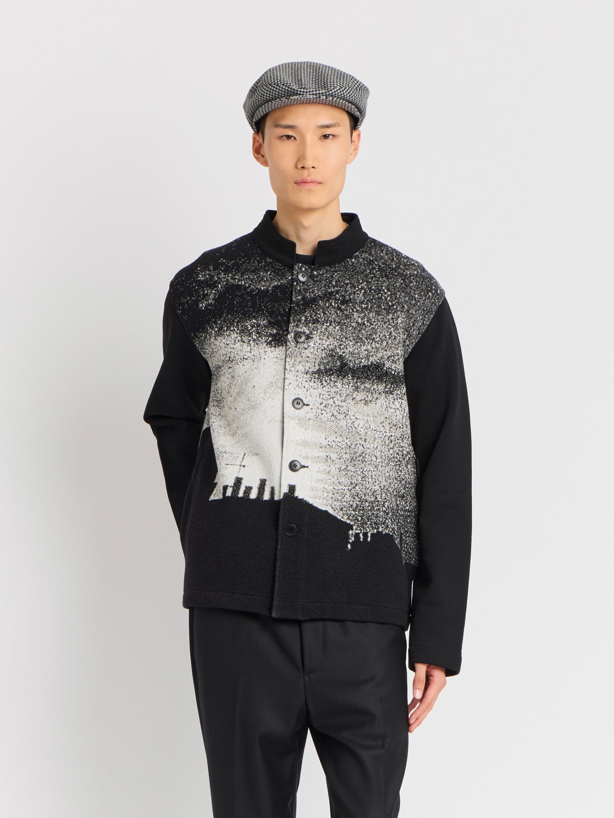 black cotton Mandari digital print jacket