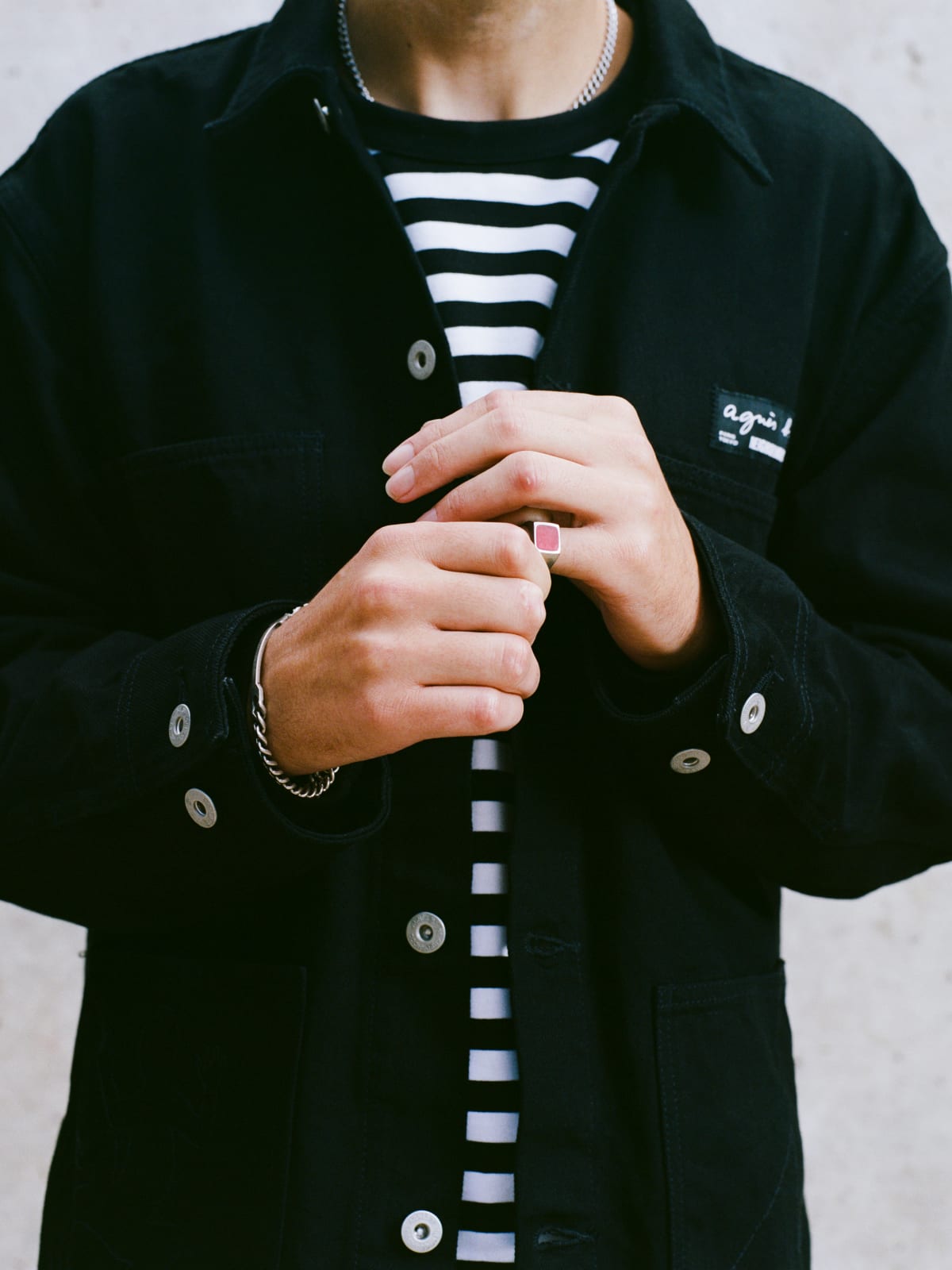 veste en coton noire agnès b. x Neighborhood