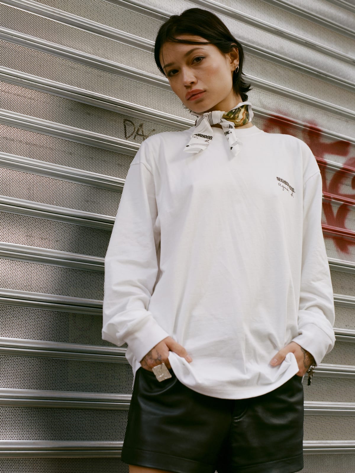 t-shirt en coton blanc agnès b. x Neighborhood 