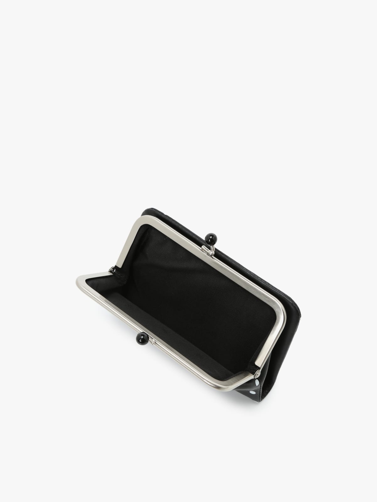 black leather wallet with polka dots image number 4