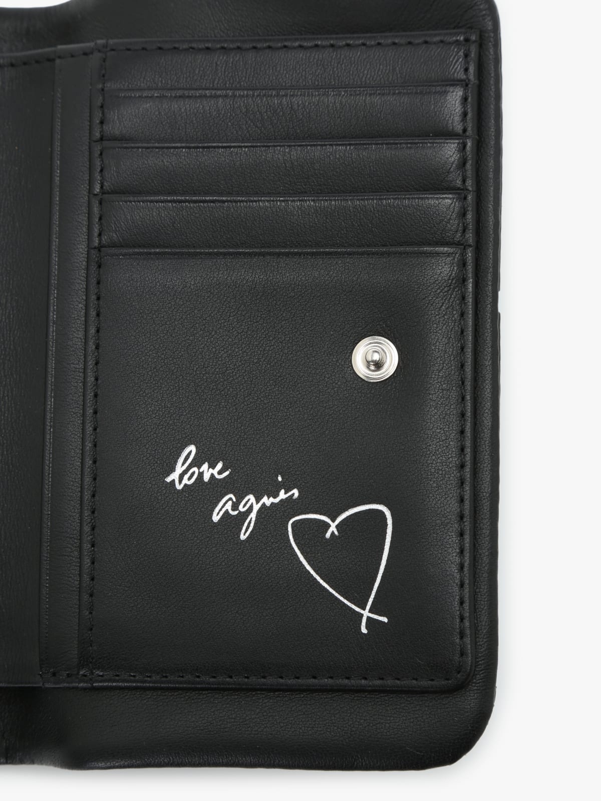 black leather wallet with polka dots image number 7