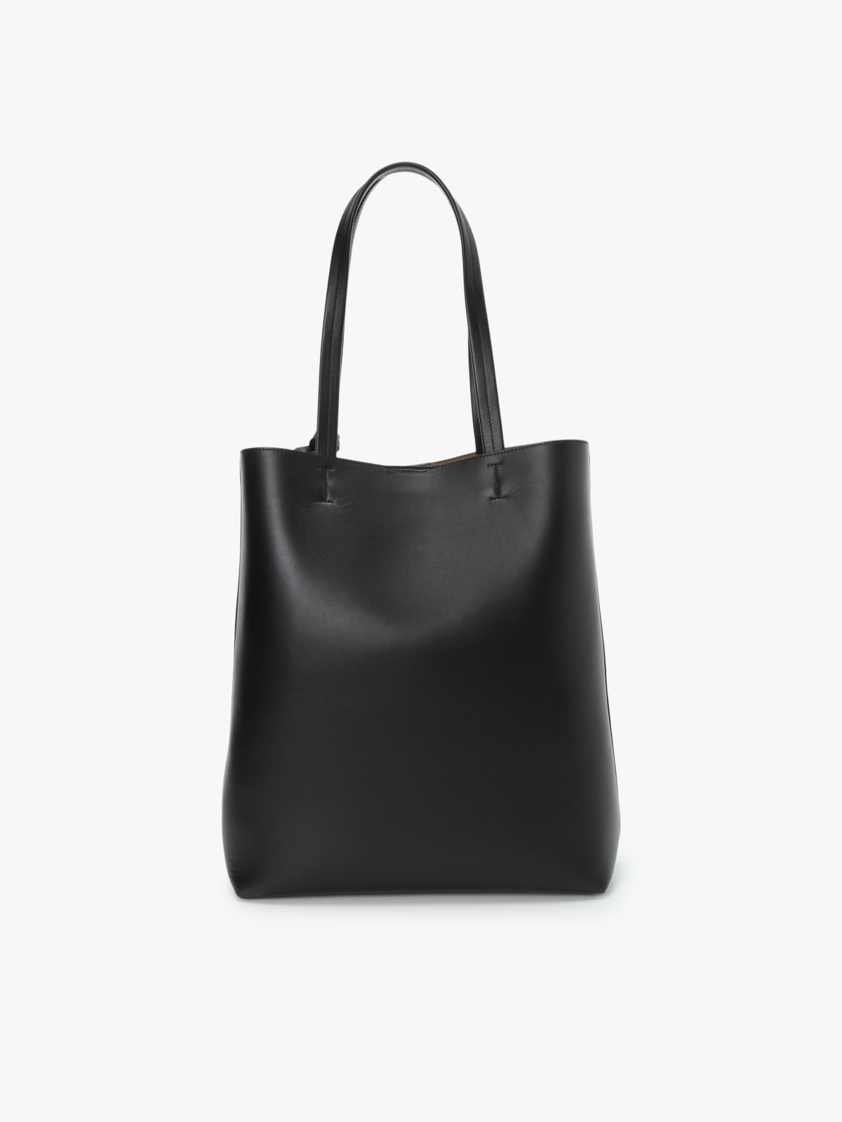 grand sac cabas en cuir noir image number 1