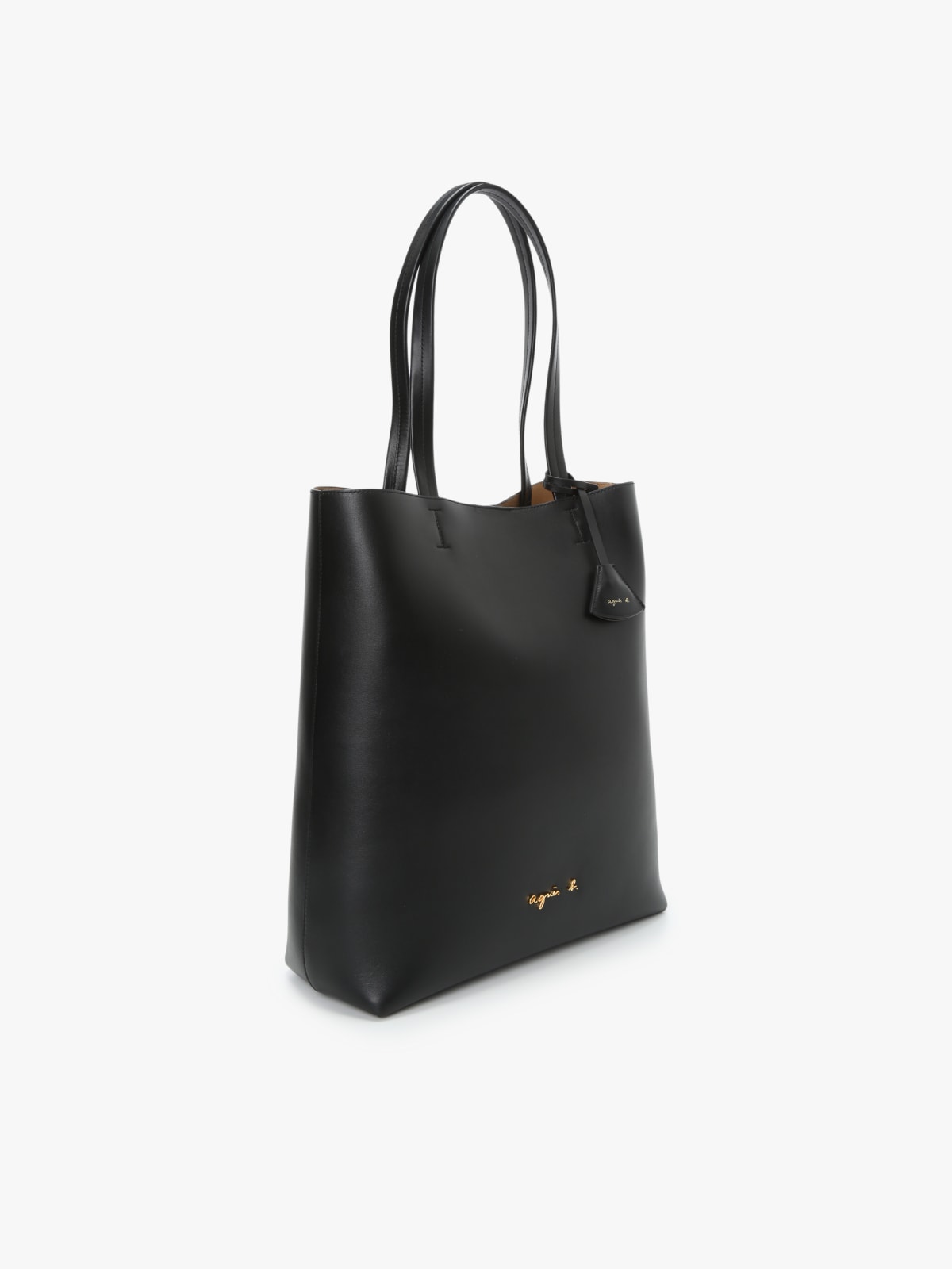 grand sac cabas en cuir noir image number 2