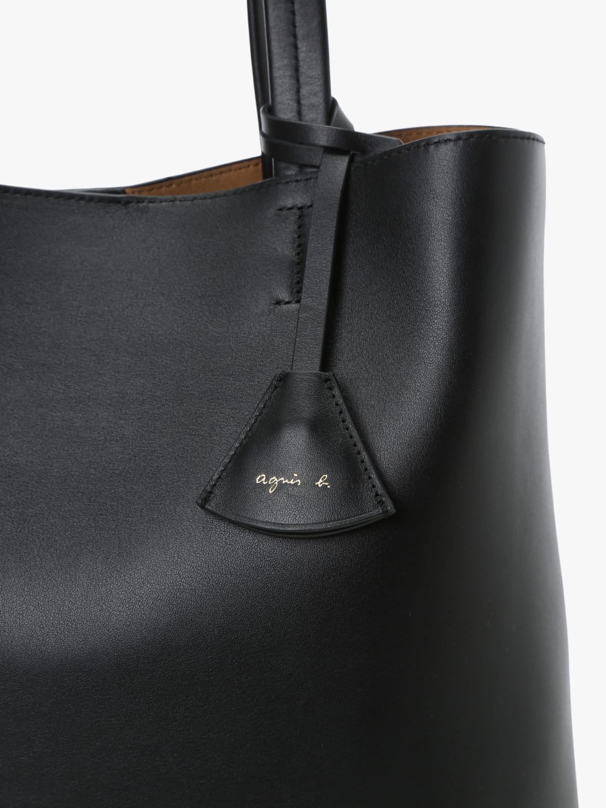 grand sac cabas en cuir noir image number 4