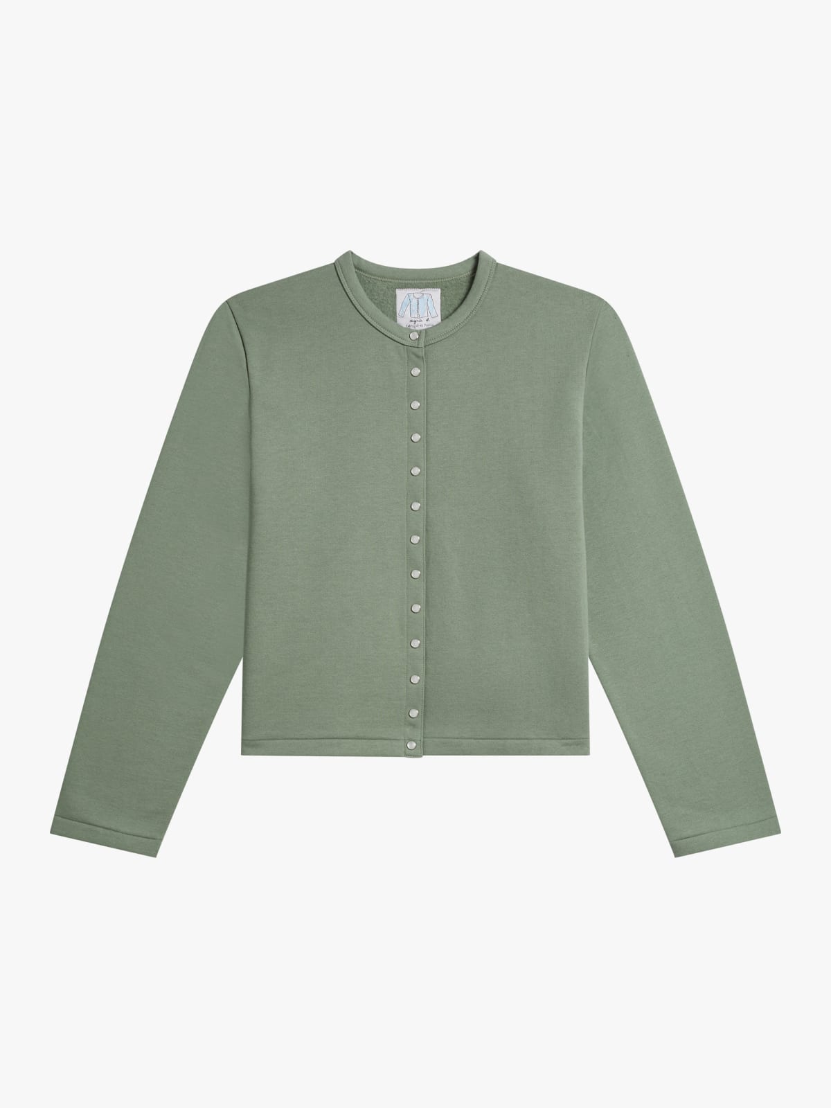 green organic cotton snap cardigan
